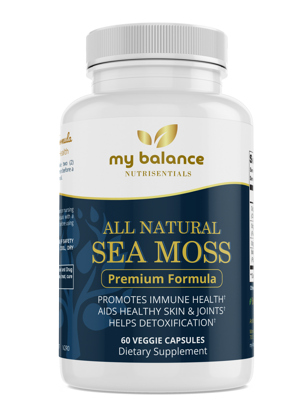 My Balance Organic Sea Moss Capsules supplement bottle, front label