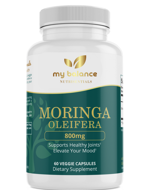 My Balance Organic Moringa Capsules supplement bottle, front label